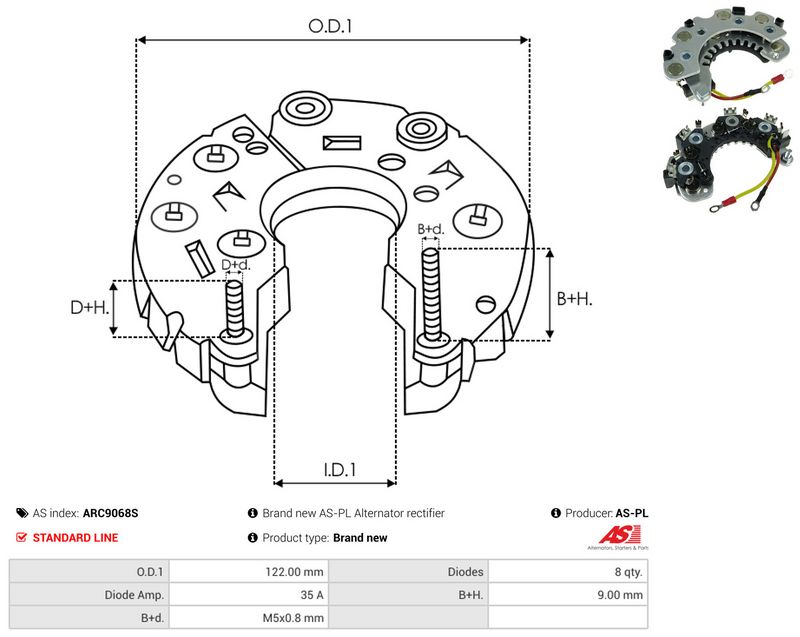 AS-PL ARC9068S Rectifier, alternator
