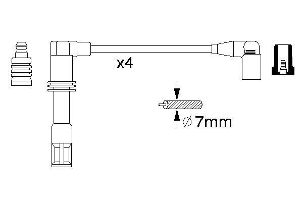 BOSCH B308 дроти високого напруги 4шт AUDI A2 1,4 Volkswagen 1,0-1,6: Golf IV, Polo SKODA SEAT