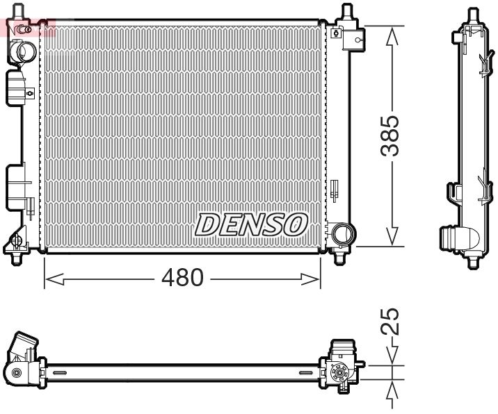 Радіатор, система охолодження двигуна, Denso DRM41035