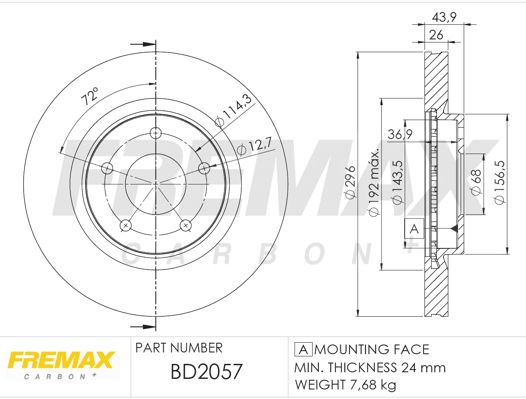 FREMAX BD-2057 Гальмівний диск