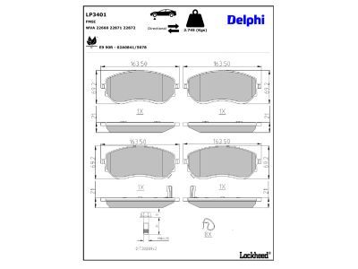 DELPHI LP3401 Brake Pad Set, disc brake