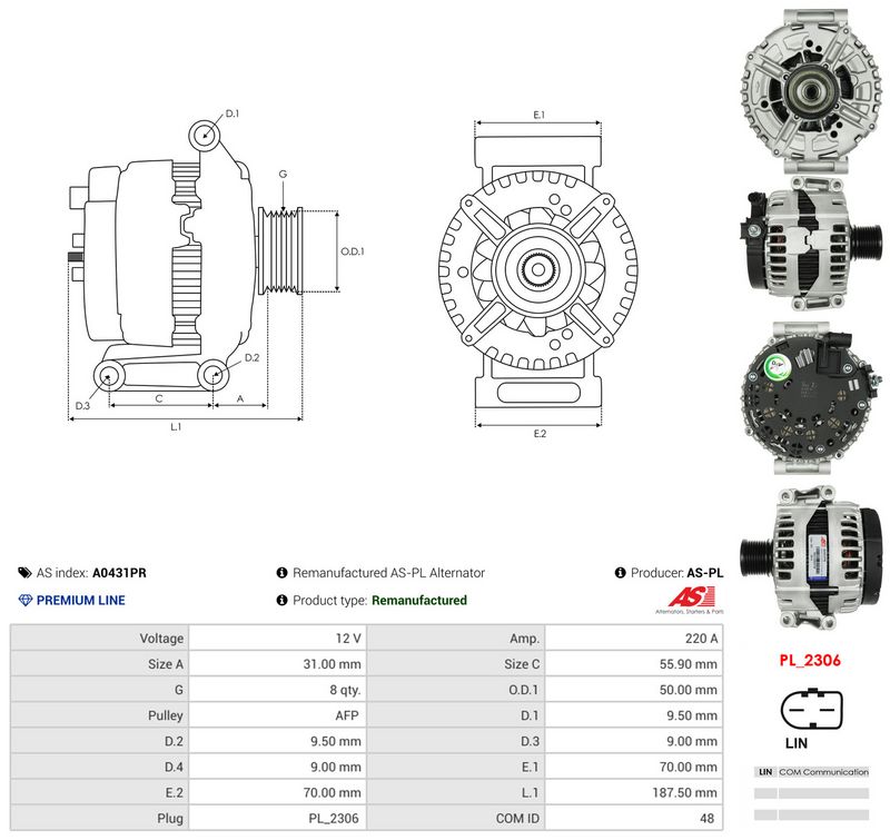 Generaator, AS-PL A0431PR