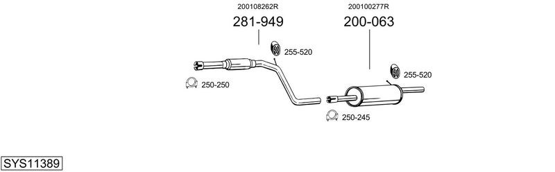 BOSAL kipufogórendszer SYS11389