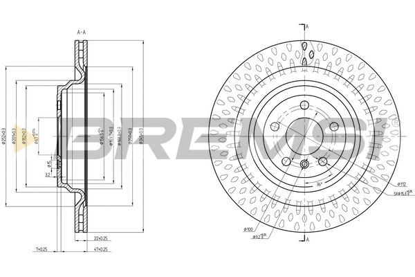 Тормозной диск зад. MB M-CLASS W166 11-15 BREMSI CD8630V
