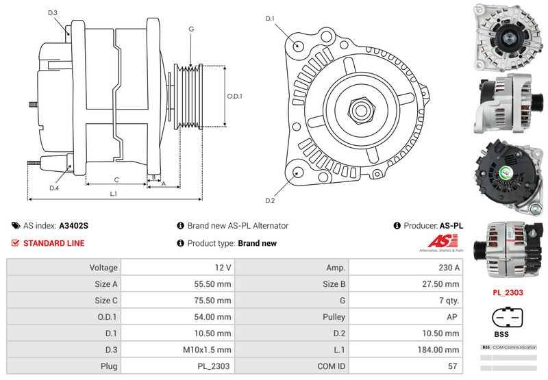 AS-PL A3402S Alternator