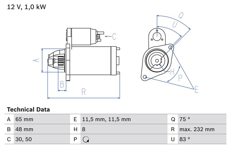 BOSCH Startmotor / Starter 0 986 023 470