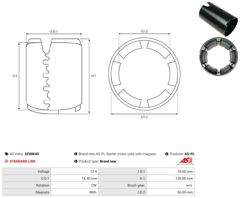 AS-PL SF0064S Field Winding, starter