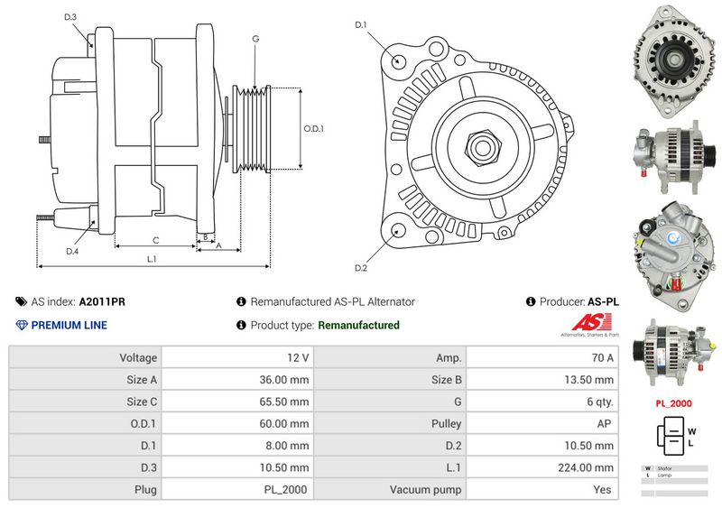 AS-PL A2011PR Alternator