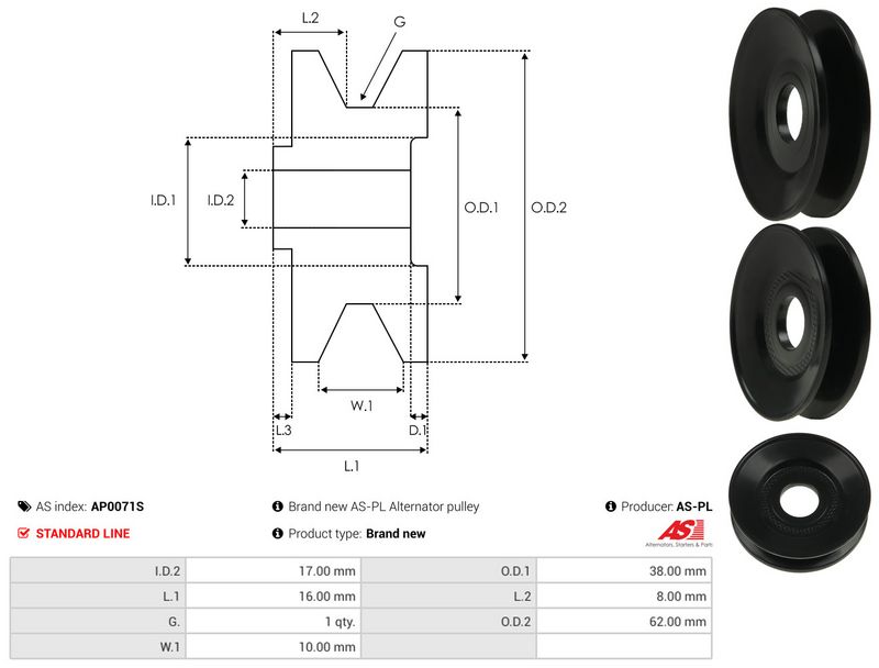 Rihmaratas, generaator, AS-PL AP0071S