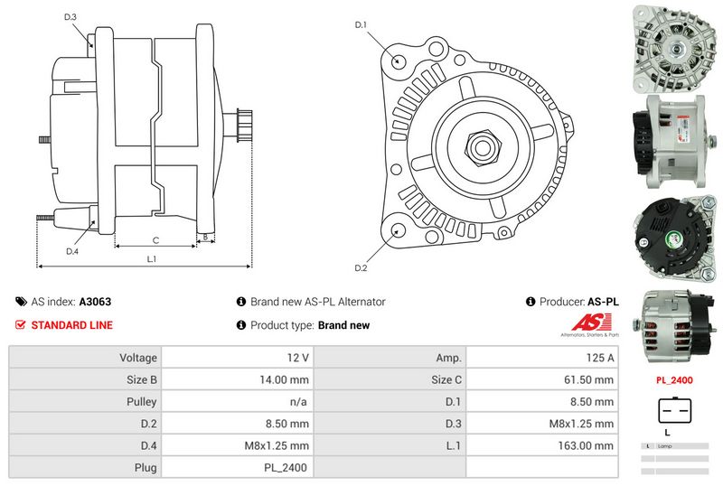 AS-PL A3063 Alternator