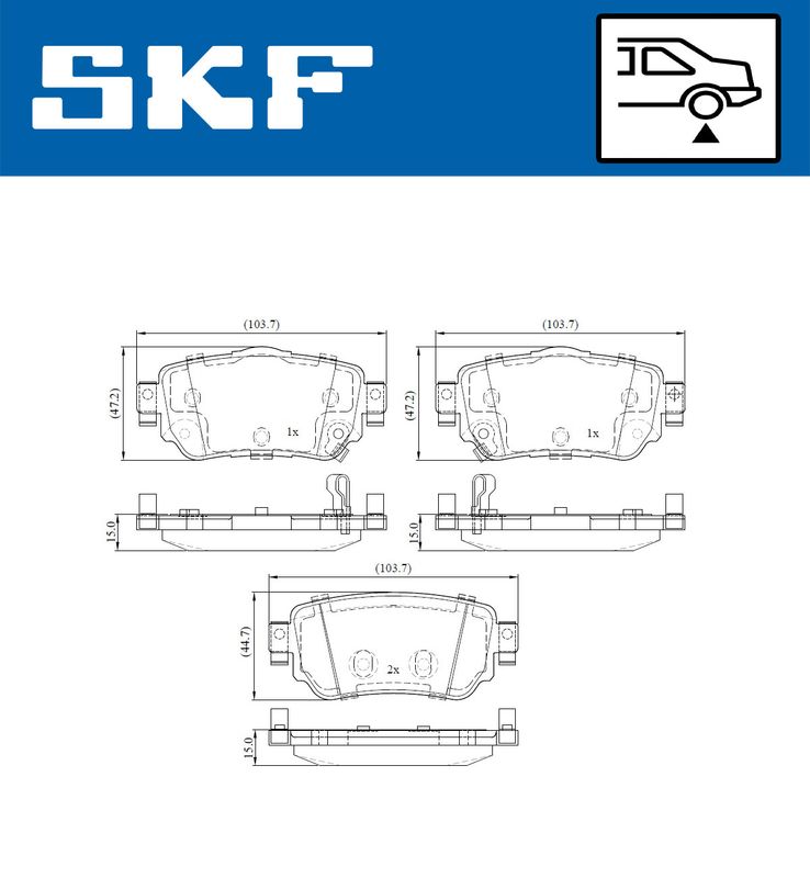 Комплект гальмівних накладок, дискове гальмо, Skf VKBP90109A