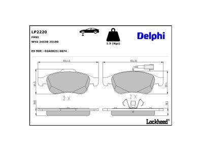 DELPHI LP2220 Brake Pad Set, disc brake