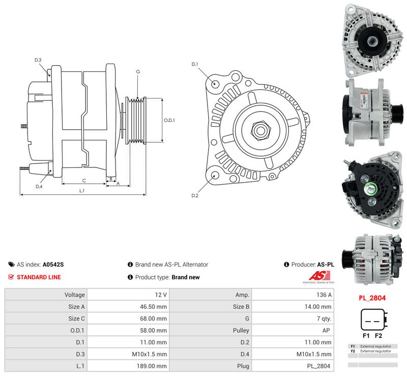 AS-PL A0542S Alternator