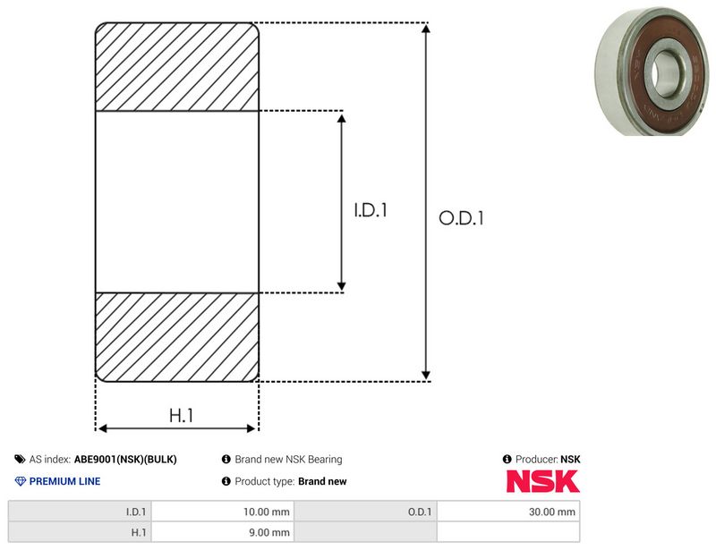 AS-PL ABE9001(NSK)(BULK) Bearing