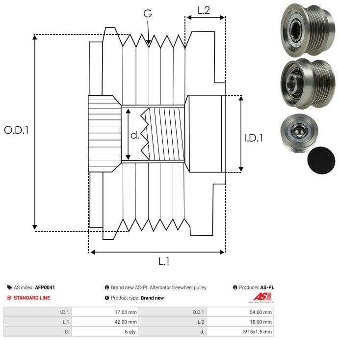 AS-PL AFP0041 Alternator Freewheel Clutch