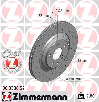 Гальмівний диск, Zimmermann 100.3336.52