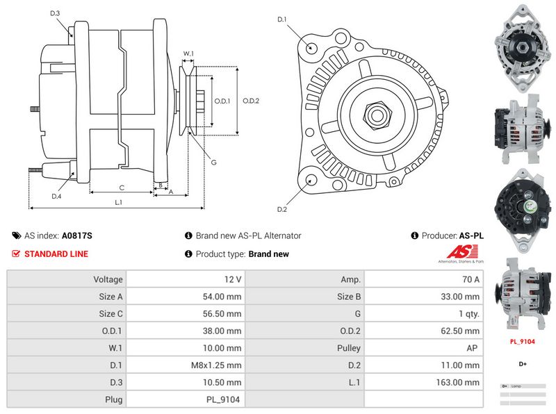 AS-PL A0817S Alternator