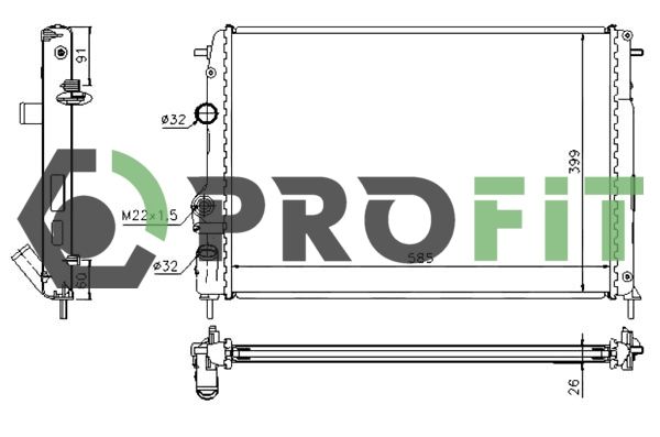 Радіатор, система охолодження двигуна, Profit 1740-0176