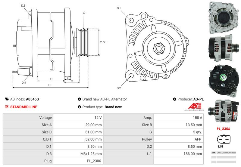 AS-PL A0545S Alternator