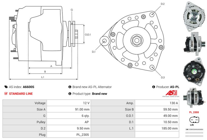 AS-PL A6600S Alternator