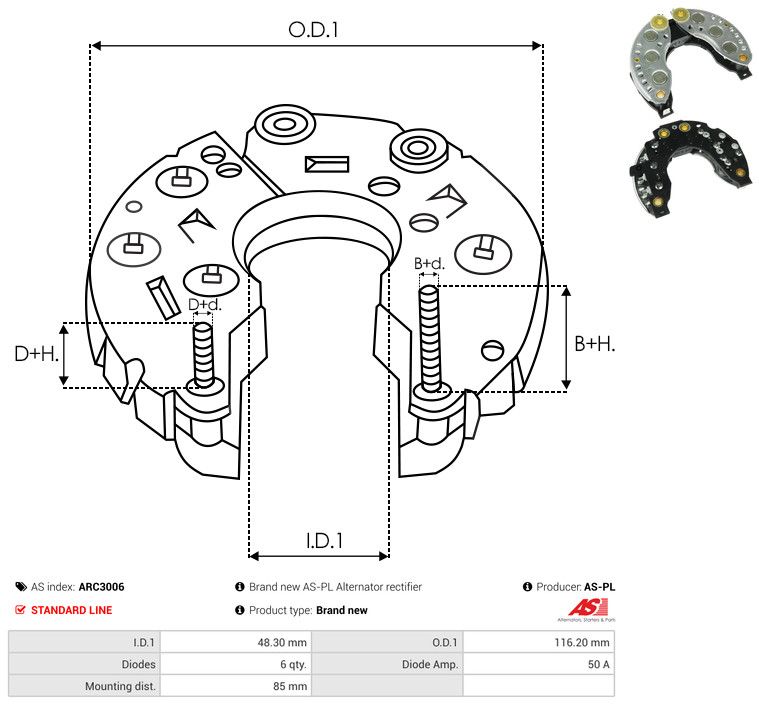 AS-PL ARC3006 Rectifier, alternator