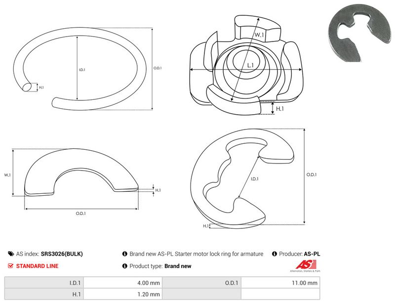 AS-PL SRS3026(BULK) Repair Kit, starter