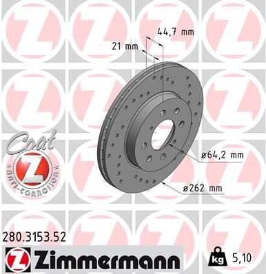 Гальмівний диск, Zimmermann 280.3153.52