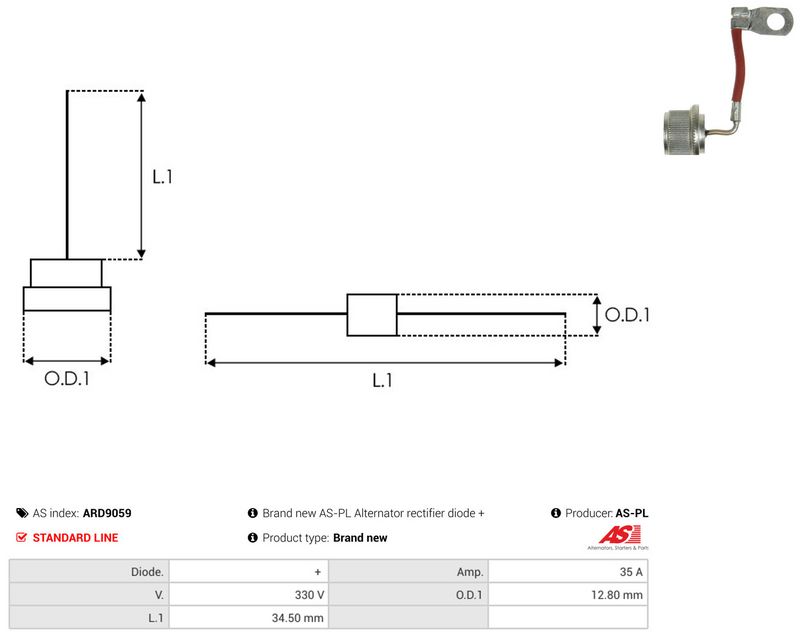 AS-PL ARD9059 Rectifier, alternator