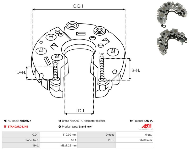 AS-PL ARC4027 Rectifier, alternator