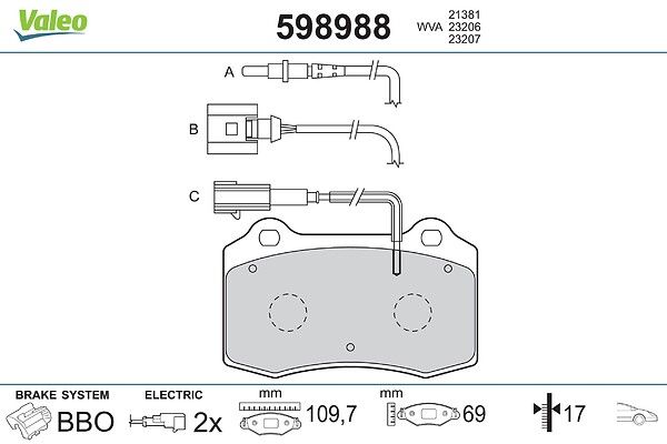комплект спирачно феродо, дискови спирачки VALEO