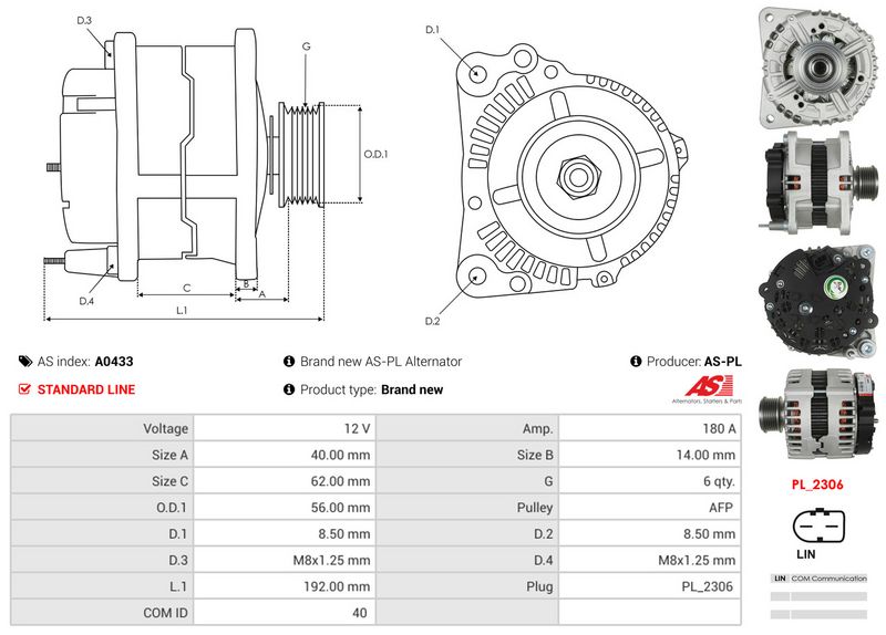 AS-PL A0433 Alternator