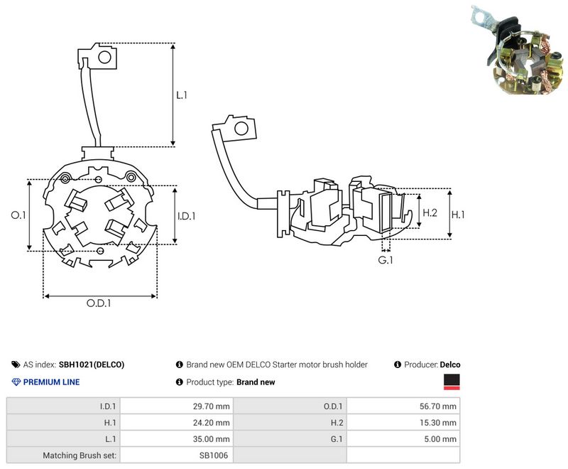 AS-PL SBH1021(DELCO) Holder, carbon brushes