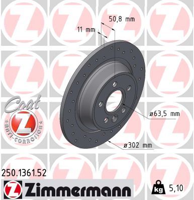 ZIMMERMANN féktárcsa 250.1361.52