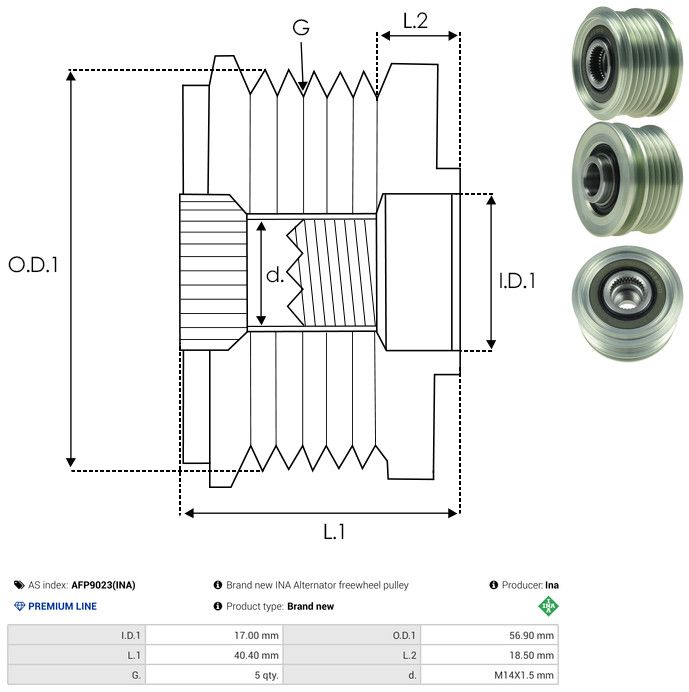 AS-PL AFP9023(INA) Alternator Freewheel Clutch