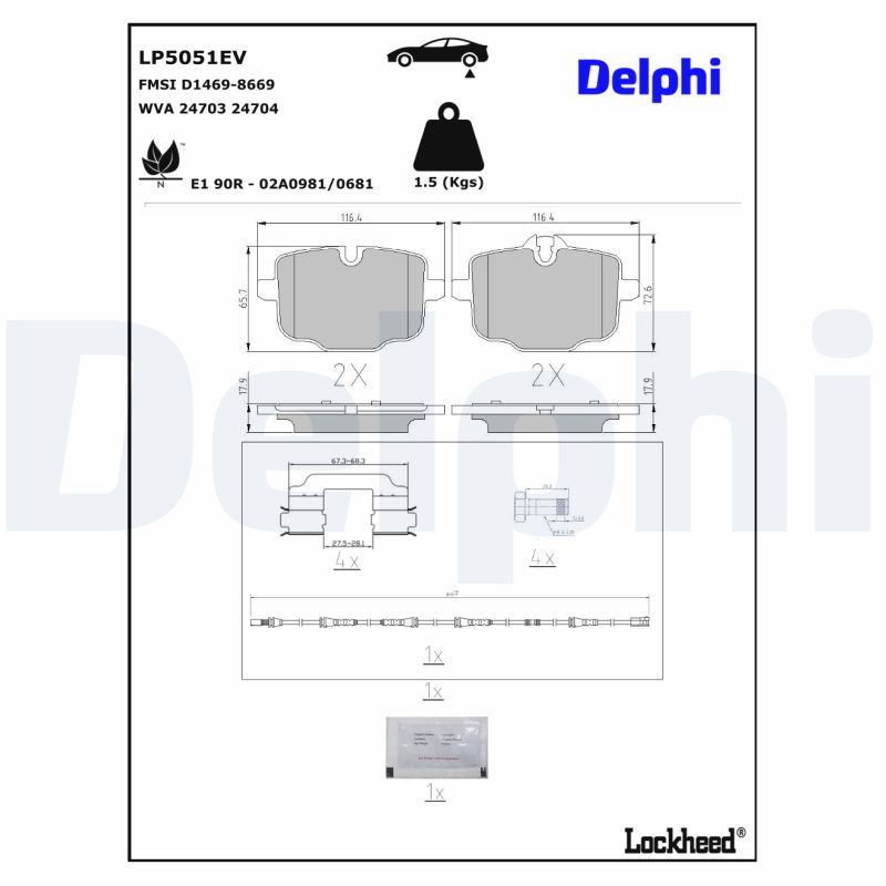 DELPHI LP5051EV Brake Pad Set, disc brake