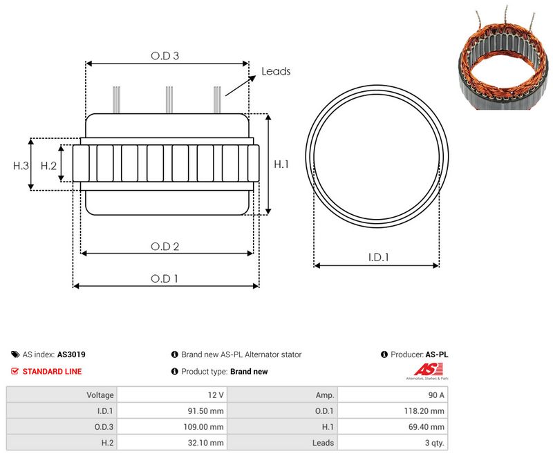 Staator, generaator, AS-PL AS3019