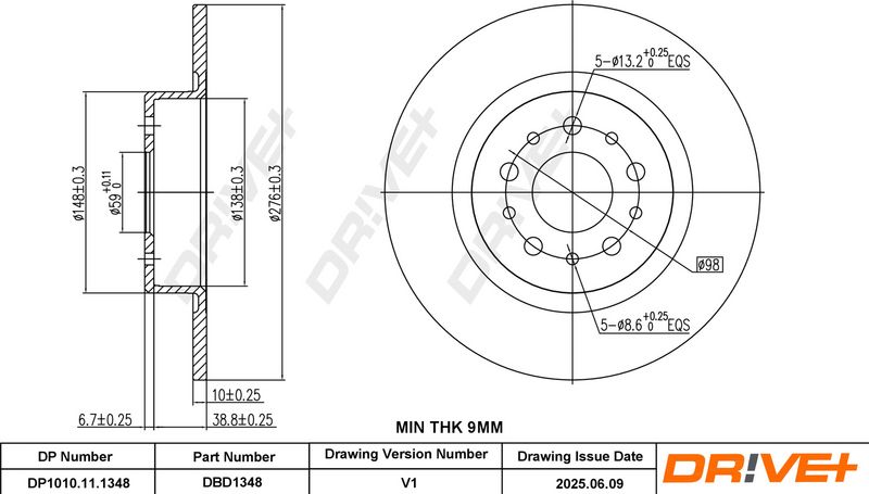 Disc frana DP1010.11.1348 Dr!ve+
