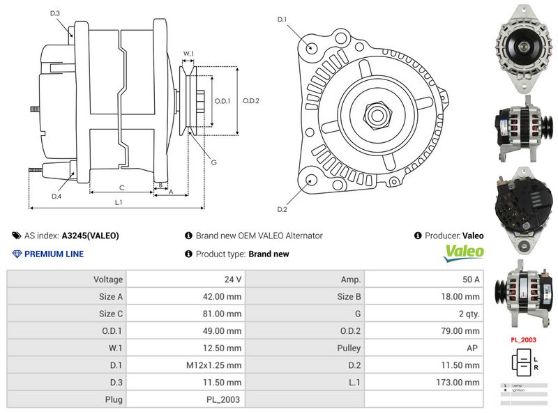 AS-PL A3245(VALEO) Alternator