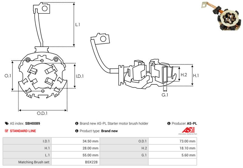 Kinnitus, süsinikuharjad, AS-PL SBH0089