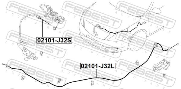 Mootorikapoti trossid, FEBEST 02101-J32L
