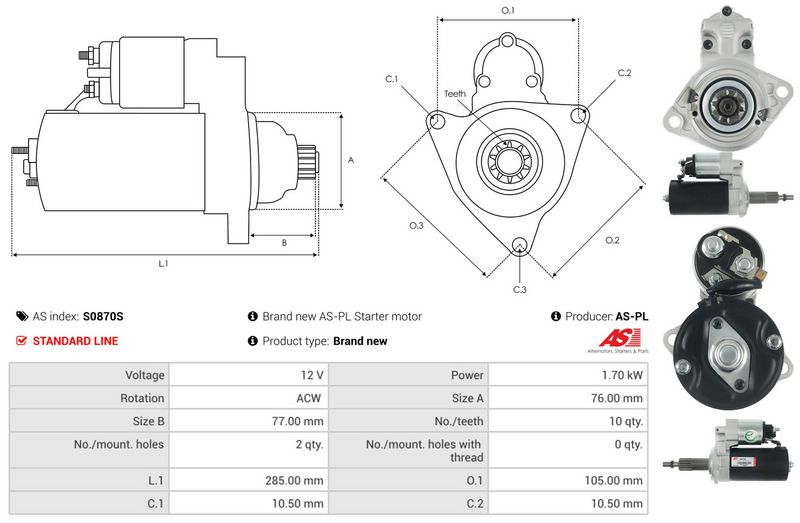 Starter, AS-PL S0870S