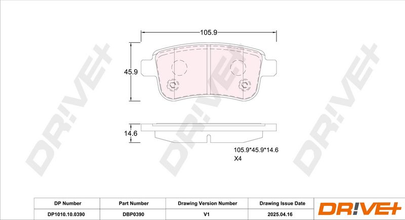 Set placute frana,frana disc DP1010.10.0390 Dr!ve+