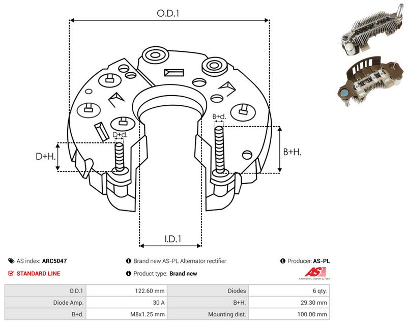 AS-PL ARC5047 Rectifier, alternator
