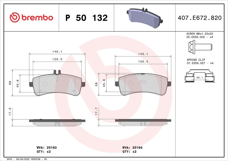 BREMBO fékbetétkészlet, tárcsafék P 50 132