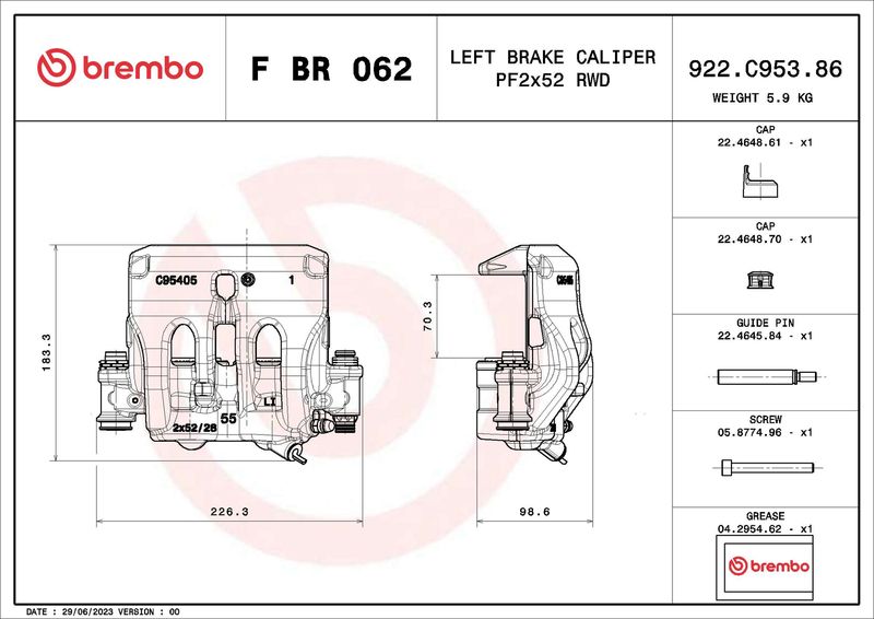 Гальмівний супорт, Brembo FBR062