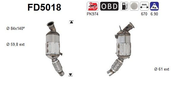 AS FD5018 Soot/Particulate Filter, exhaust system
