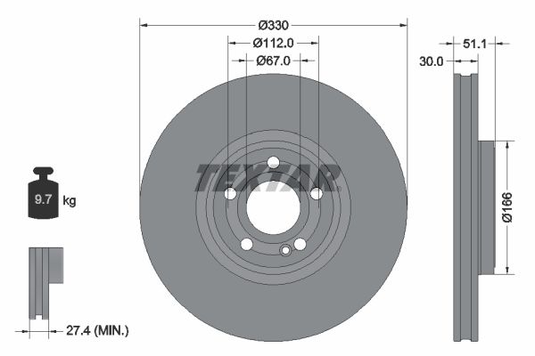 Диск тормозной (передний) TEXTAR