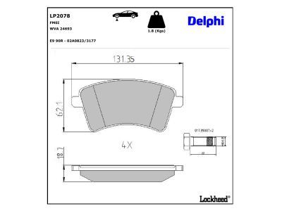 DELPHI LP2078 Brake Pad Set, disc brake