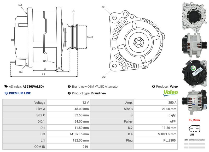 AS-PL A3536(VALEO) Alternator