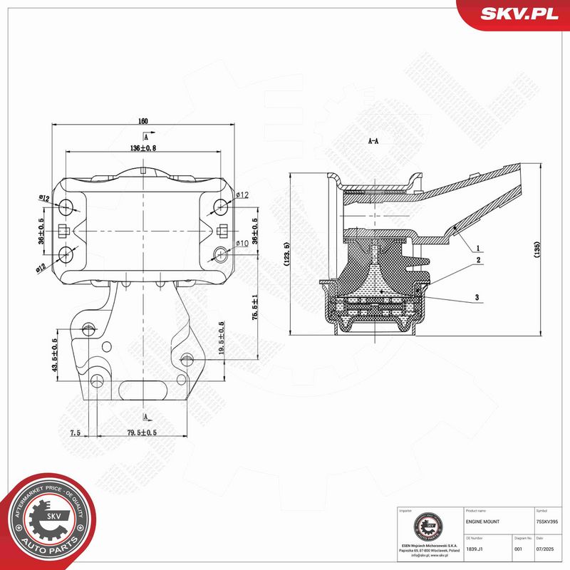 ESEN SKV 75SKV395 Mounting, engine